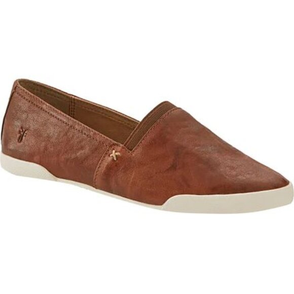 Frye Melanie Brown Antiqued Vintage Leather Slip-On Flats Loafers - Picture 1 of 15
